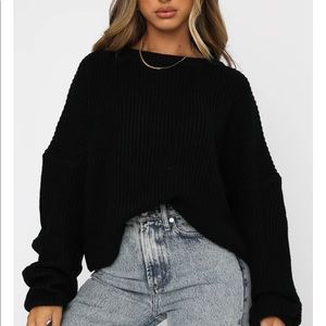 White Fox Crash Into You Black Knit Sweater